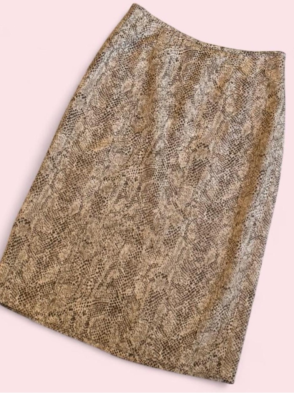 Vintage Classic Neutral Snake-Print Pencil Skirt